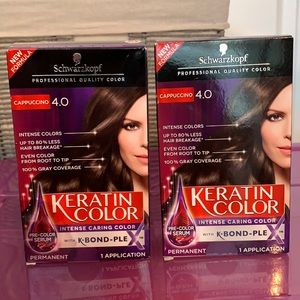 x2 Schwarzkopf hair color. Shade Cappuccino 4.0.